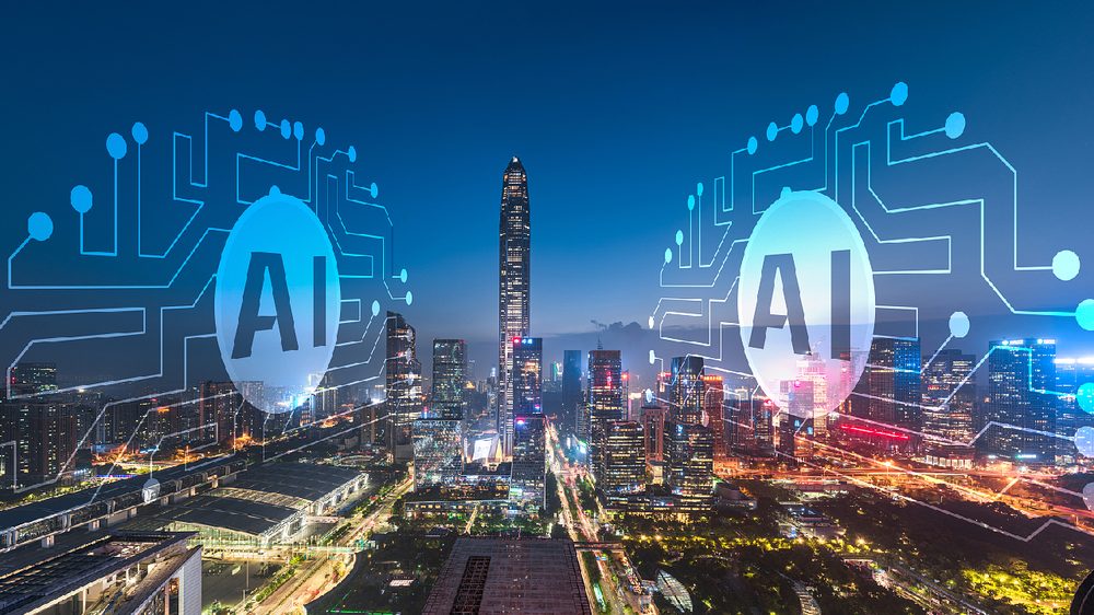 AI 赋能智慧城市示意